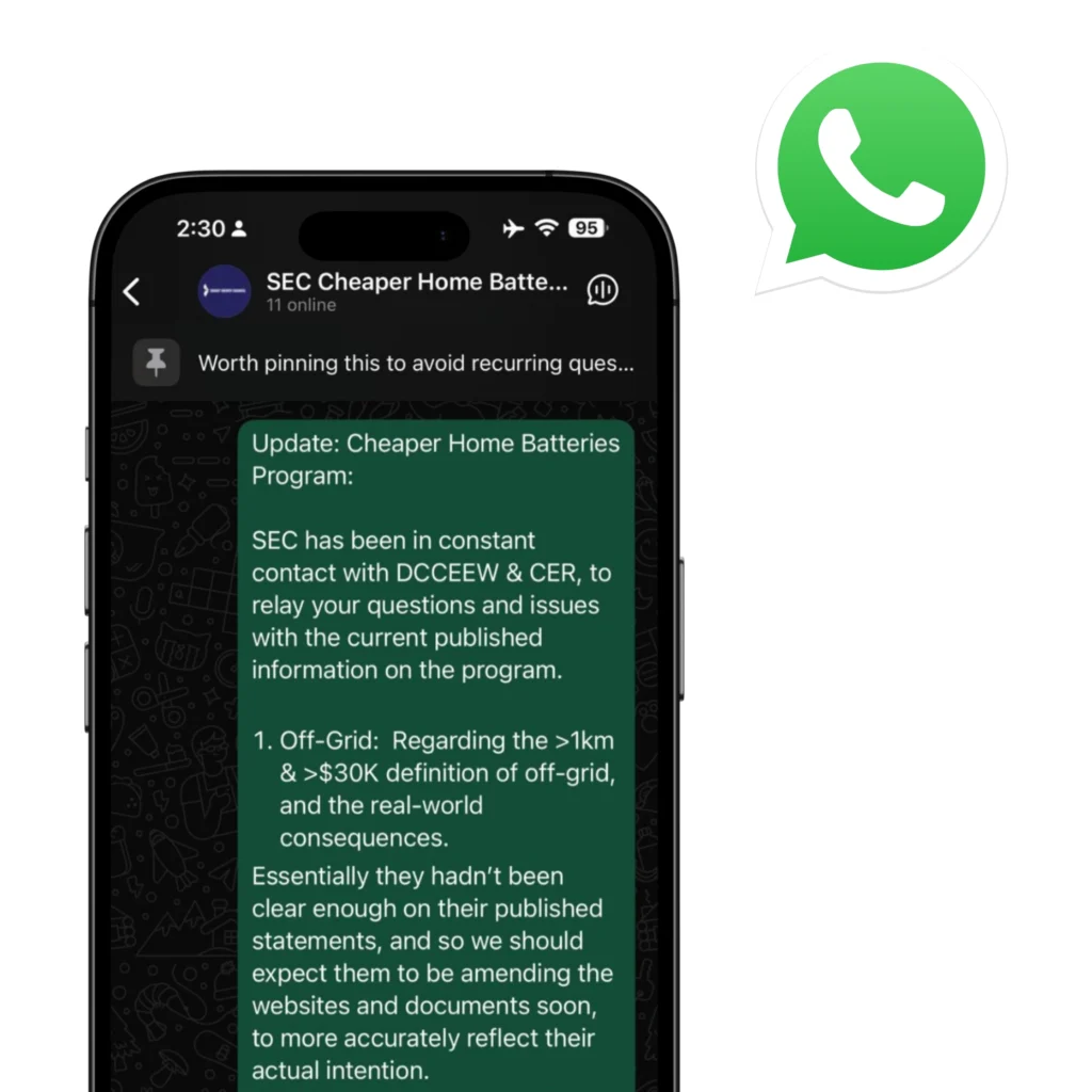 cheaper home batteries whatsapp group